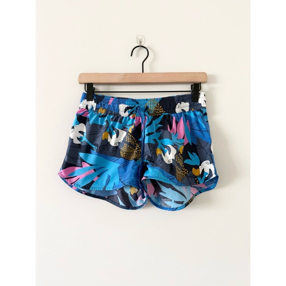 Patagonia Women's Stretch Planing Micro Shorts in Blue Multi Tropical Print XS